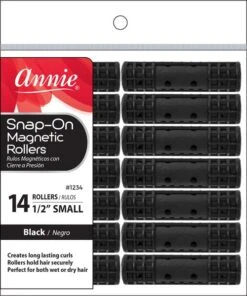 ANNIE - Professional Snap On Magnetic Rollers 1/2" 14PCs SMALL BLACK #1234