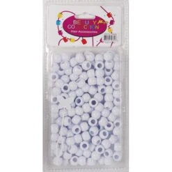 BEAUTY COLLECTION - Large Round Hair Bead 200PCs WHITE