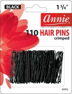 ANNIE - Hair PIns 110PCs Crimped 1 3/4"BLACK #3312