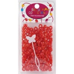 BEAUTY COLLECTION - Small Round Hair Bead Red