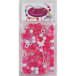 BEAUTY COLLECTION - Large Round Hair Bead 200PCs PINK