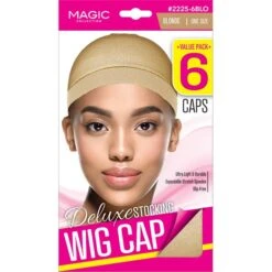 MAGIC COLLECTION - Deluxe Stocking Wig Cap 6PCs BLONDE