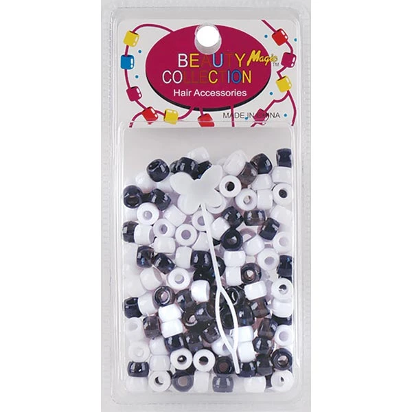BEAUTY COLLECTION - Small Round Hair Bead BLACK/WHITE 1 BEAUTY COLLECTION - Small Round Hair Bead BLACK/WHITE