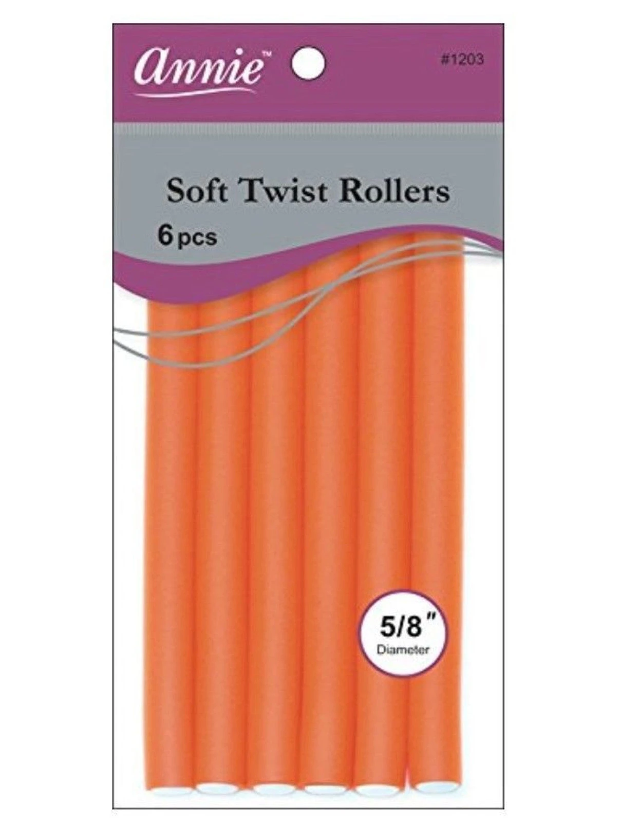 ANNIE - Professional Soft Twist Rollers 5/8" 6 PCs ORANGE 1 ANNIE - Professional Soft Twist Rollers 5/8" 6 PCs ORANGE