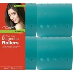 MAGIC COLLECTION - 3" Magnetic Rollers 4PCs Tremendous GREEN