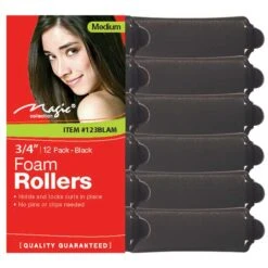 MAGIC COLLECTION - 3/4" Foam Rollers 12PCs Medium BLACK