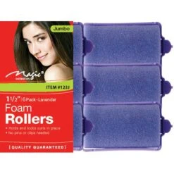 MAGIC COLLECTION - 1 1/2" Foam Rollers 6PCs Jumbo LAVENDER