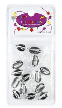 BEAUTY COLLECTION - Matallic Shell Hair Bead Silver/Clear #12532CSIL