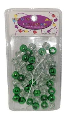 BEAUTY COLLECTION - Small Round Hair Bead Metallic Green