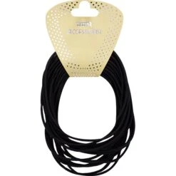 MAGIC COLLECTION - Thin Large Elastic Ponytail Holder 12PCs BLACK #HEP212BLA
