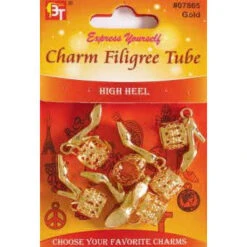 Beauty Town - Charm Filigree Tube Gold Bold Shoe #07865