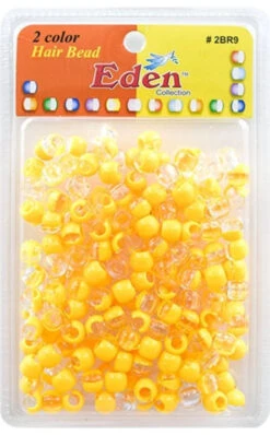 Eden Collection - Medium Round 2 Color Hair Bead Clear Yellow Half 200 Pieces