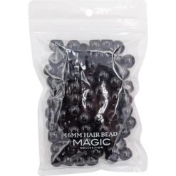 MAGIC COLLECTION - 16mm Regular Round Hair Beads BLACK