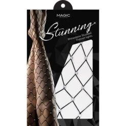 MAGIC COLLECTION - Stunning Rhinestone Fishnet Tights Wide Band Black