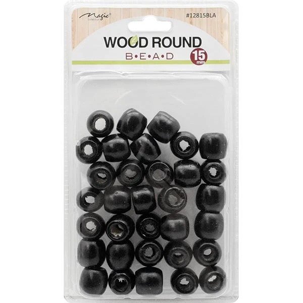 MAGIC COLLECTION - Wood Round Hair Bead (L) Black 1 MAGIC COLLECTION - Wood Round Hair Bead (L) Black