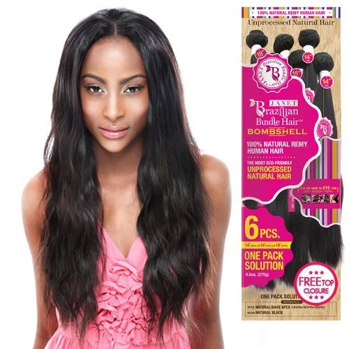 JANET - Brazilian Bundle Hair BombShell 6PCs NATURAL WAVY 1 JANET - Brazilian Bundle Hair BombShell 6PCs NATURAL WAVY
