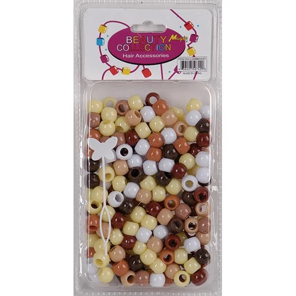 BEAUTY COLLECTION - Large Round Hair Bead 200PCs BROWN ASSORTED 1 BEAUTY COLLECTION - Large Round Hair Bead 200PCs BROWN ASSORTED