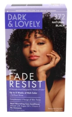 SoftSheen Carson - Dark & Lovely Fade Resist Permanent Hair Dye Kit #372 (NATURAL BLACK)