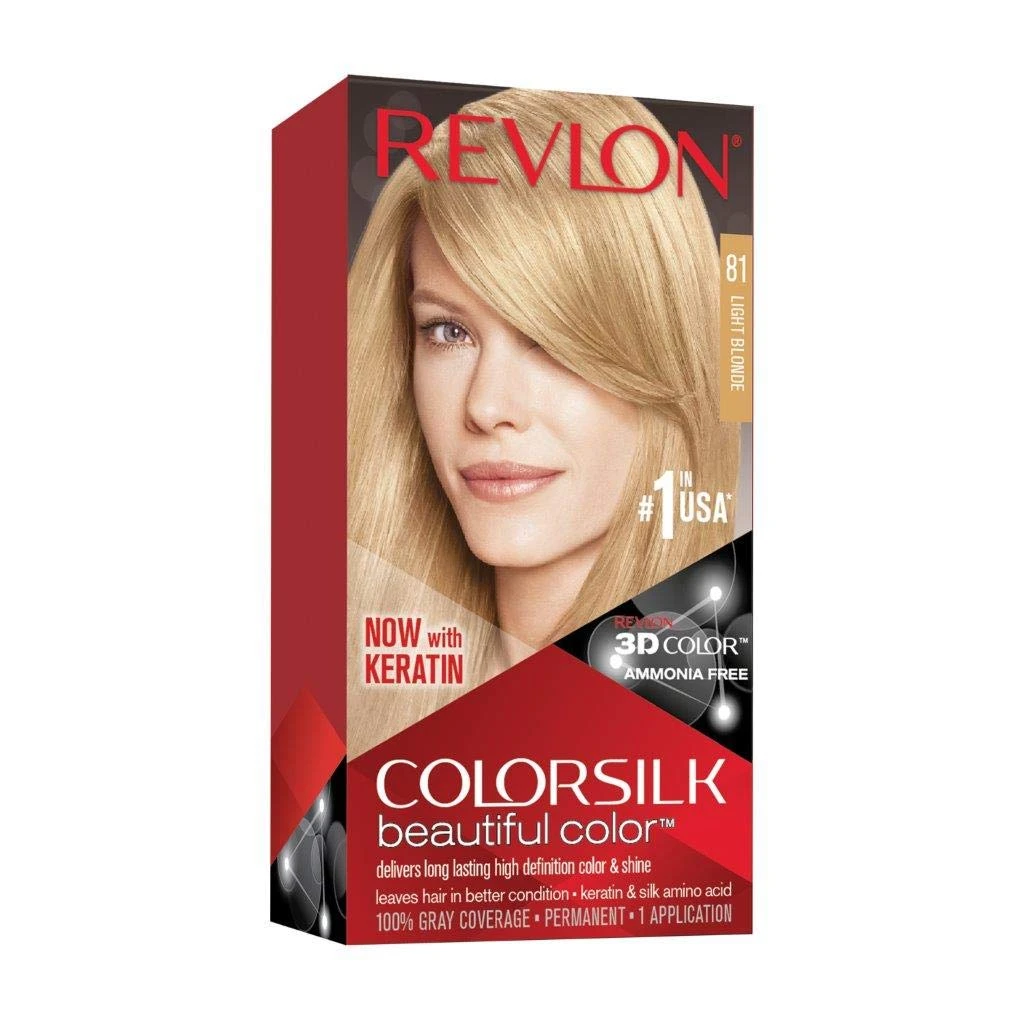 REVLON - COLORSILK Beautiful Color Permanent Hair Dye Kit 81 LIGHT BLONDE 1 REVLON - COLORSILK Beautiful Color Permanent Hair Dye Kit 81 LIGHT BLONDE