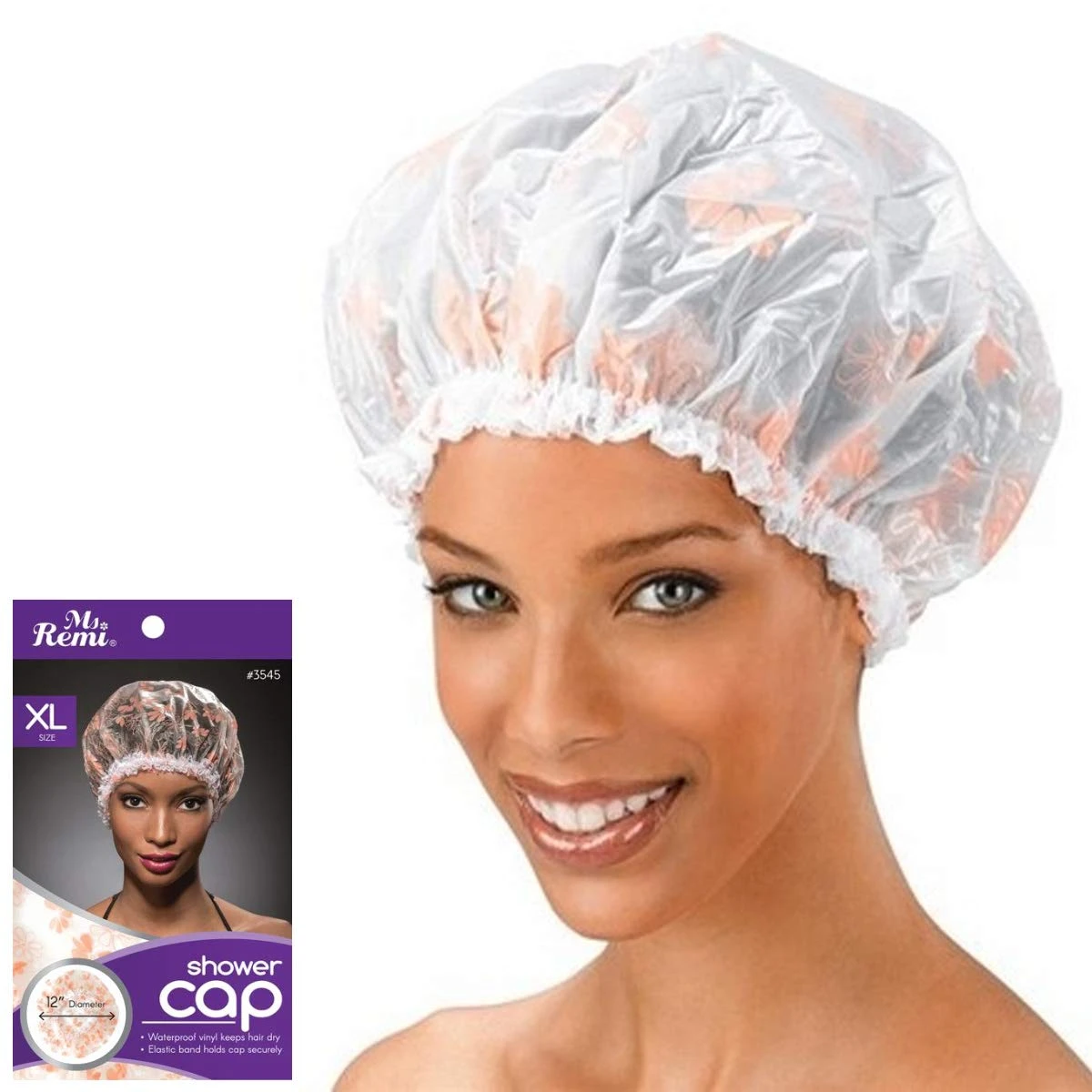 ANNIE - Ms. Remi Shower Cap X-LARGE PINK FLORAL #3545 1 ANNIE - Ms. Remi Shower Cap X-LARGE PINK FLORAL #3545