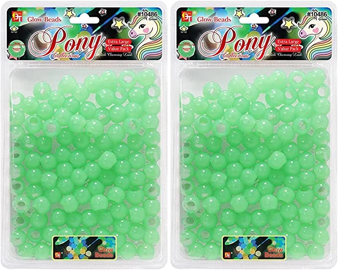 Beauty Town - Pony Collection Glow Beads GREEN #10486 1 Beauty Town - Pony Collection Glow Beads GREEN #10486