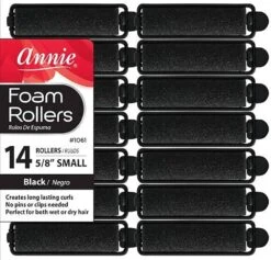 ANNIE - Professional Foam Rollers 5/8" 14PCs SMALL BLACK #1061