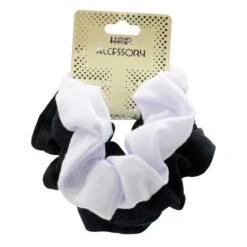 MAGIC COLLECTION - Hair Accessory Scrunch Cotton BLACK/WHITE #HASCR010BW