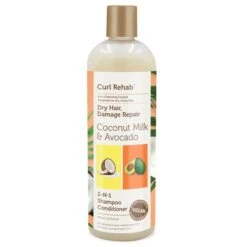 Curl Rehab - Dry Hair, Damaged Repair Coconut Milk & Avocado 2-IN-1 Shampoo Conditioner