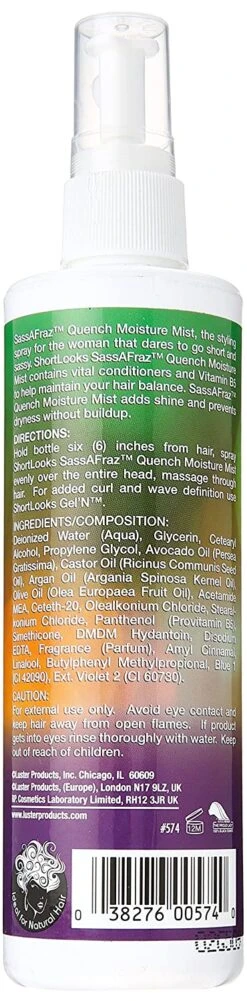 Luster's - Pink ShortLooks SassAFraz Quench Moisture Mist -Zoe Beauty Supply Shop 814c43rqKmL. SL1500