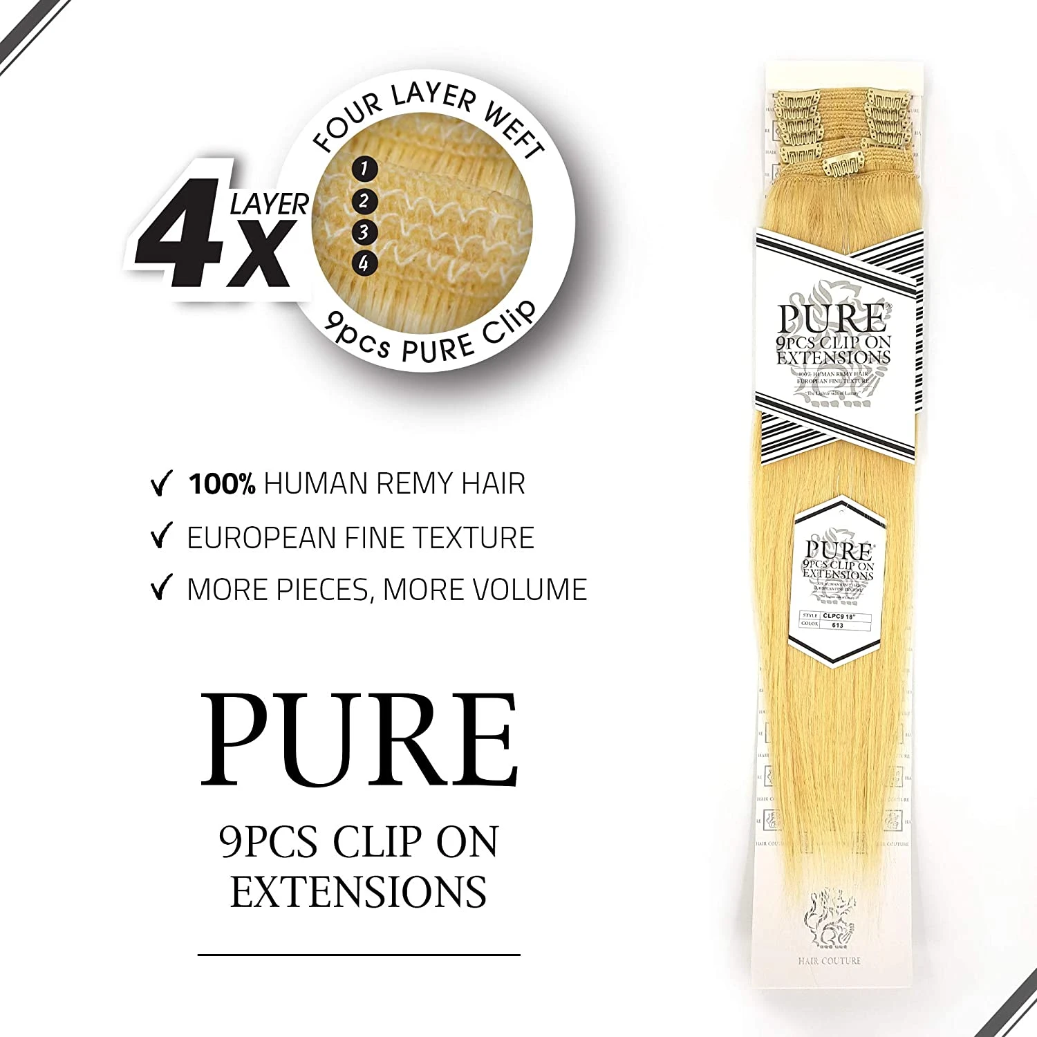 PURE - 9PCs Clip Water Wave 22" (HUMAN) 5 PURE - 9PCs Clip Water Wave 22" (HUMAN) - Image 5