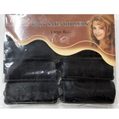 ANNIE - Professional Silky Satin Rollers LARGE BLACK #1242