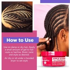 ESHA - Slick N Slay 2-IN-1 Braid & Edge Gel - APPLE & CASTOR OIL -Zoe Beauty Supply Shop 81eSz3ailHL. SL1500