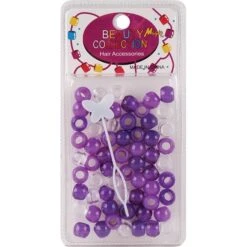 BEAUTY COLLECTION - Small Round Hair Bead 70PCs PURPLE ASSORTED