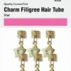 Brittny - Charm Filigree Hair Tube Gold Star -Zoe Beauty Supply Shop BR48343G
