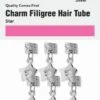 Brittny - Charm Filigree Hair Tube Silver Star -Zoe Beauty Supply Shop BR48343S