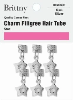 Brittny - Charm Filigree Hair Tube Silver Star