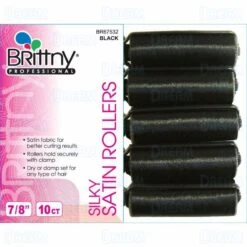 Brittny - 10 Pieces 7/8" Medium Black Silky Satin Rollers