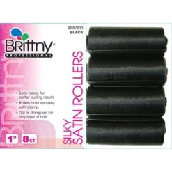 DREAM WORLD - 8PCs 1" Black Silky Satin Rollers
