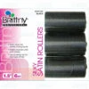 DREAM WORLD - 6 Pieces 1 1/2" Jumbo Black Silky Satin Rollers -Zoe Beauty Supply Shop BR67535