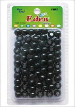 EDEN COLLECTION - Big Round Hair Beads Black 70PCS (BR7-BLACK)