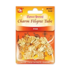 Beauty Town - Charm Filigree Tube Gold Fish #07857