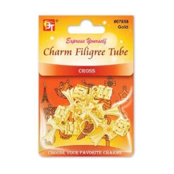 Beauty Town - Charm Filigree Tube Gold Cross #07858