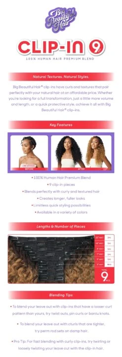 OUTRE - BIG BEAUTIFUL HAIR CLIP-IN- 9PCS - PERUVIAN WAVE 18" - HT 20 OUTRE - BIG BEAUTIFUL HAIR CLIP-IN- 9PCS - PERUVIAN WAVE 18" - HT -Zoe Beauty Supply Shop Big Beautiful Hair Clip in Peruvian Wave 18