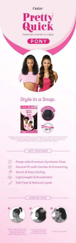 OUTRE - PRETTY QUICK - DRAWSTRING PONY - NEESHA GLAM CURL 24" - HT -Zoe Beauty Supply Shop Brand Description Pretty Quick Pony WEB FINAL 1 scaled 2