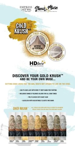 SENSATIONNEL - SHEAR MUSE GOLD KRUSH JAIYANA 22 SENSATIONNEL - SHEAR MUSE GOLD KRUSH JAIYANA -Zoe Beauty Supply Shop Brand Description ShearMuse GoldKrush