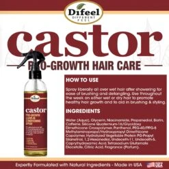 Difeel - Castor Pro-Growth Leave-In Conditioning Spray -Zoe Beauty Supply Shop CASTOR SPRAY HOW TO USE CARD 6oz