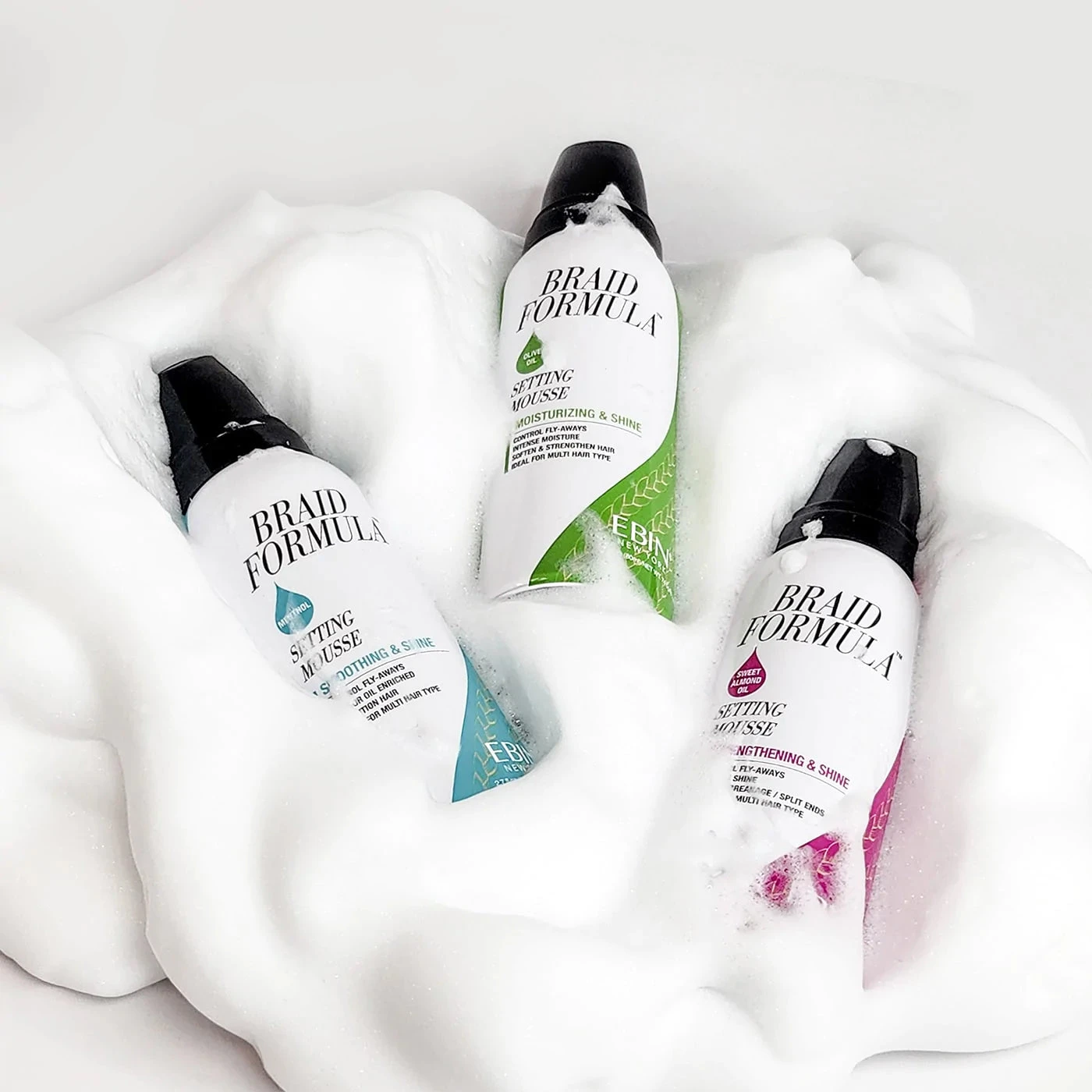 EBIN - SETTING MOUSSE STRENGTHENING & SHINE - SWEET ALMOND OIL 4 EBIN - SETTING MOUSSE STRENGTHENING & SHINE - SWEET ALMOND OIL - Image 4