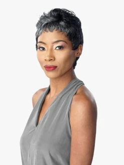 SENSATIONNEL - HH EMPIRE WIG "MONA" SALT & PEPPER (HUMAN) -Zoe Beauty Supply Shop Empire LW SAP P Mona right