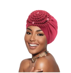 MAGIC COLLECTION - Fashion Turban Rope Twist/Rhinestone Ornaments In Soft Cotton Touch Turban