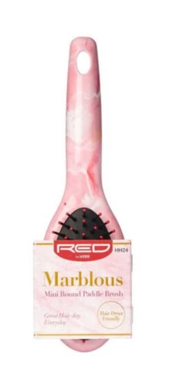 KISS - RED MARBLOUS MINI ROUND PADDLE BRUSH